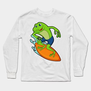 Frog as Surfer with Surfboard Long Sleeve T-Shirt